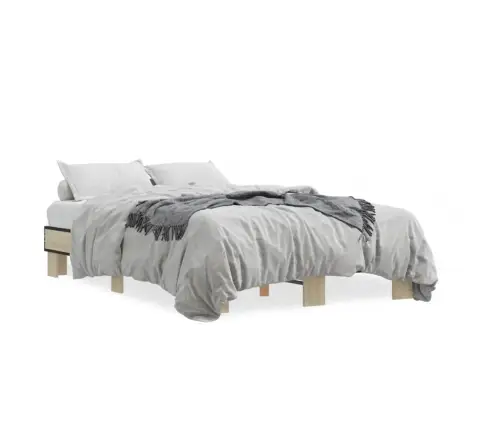 Gultas Rāmis, Ozola Krāsā, 120X190Cm, Inženierijas Koks, Metāls Vidaxl