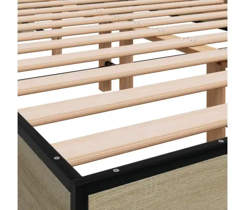 Gultas Rāmis, Ozola Krāsā, 120X190Cm, Inženierijas Koks, Metāls Vidaxl