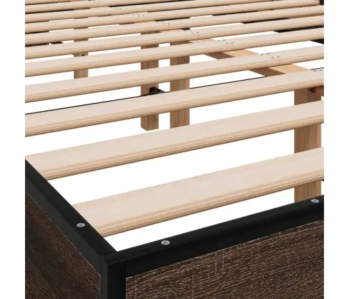 Gultas Rāmis, Brūna Ozola, 120X190Cm, Inženierijas Koks, Metāls Vidaxl