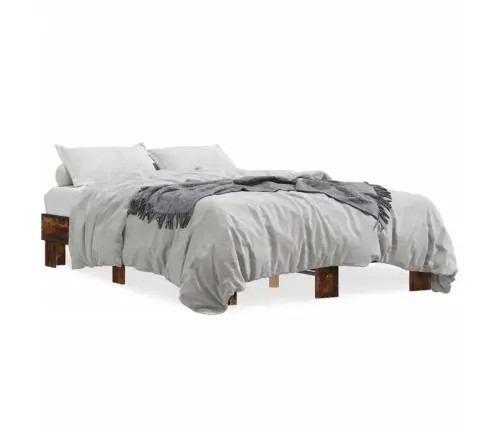 Voodiraam, Suitsutatud Tamm, 140 X 190 cm Tehispuit Ja Metall