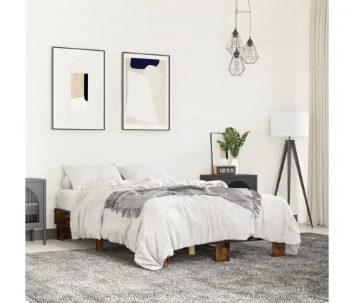 Voodiraam, Suitsutatud Tamm, 140 X 190 cm Tehispuit Ja Metall