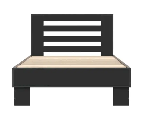 Voodiraam, Must, 90 X 190 cm Tehispuit Ja Metall