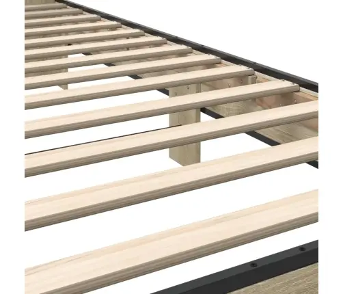 Voodiraam, Sonoma Tamm, 90 X 190 cm Tehispuit Ja Metall