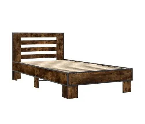 Gultas Rāmis, Ozola Krāsā, 90X190 Cm, Inženierijas Koks, Metāls Vidaxl