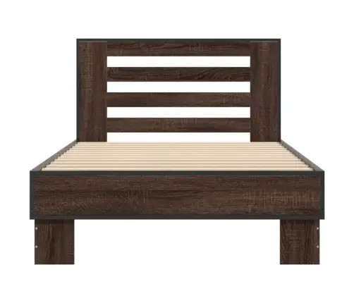 Gultas Rāmis, Brūna Ozola, 90X190 Cm, Inženierijas Koks, Metāls Vidaxl