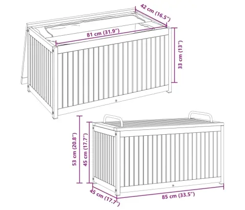 Āra Spilvenu Kaste, 85X45X45/53 Cm, Akācijas Masīvkoks, Tērauds Vidaxl