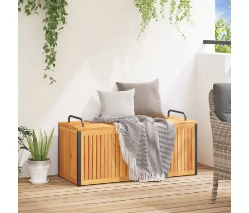 Āra Spilvenu Kaste 110X45X42/53 Cm Akācijas Masīvkoks Tērauds Vidaxl Āra Spilvenu Kaste 110X45X42/53 Cm Akācijas Masīvkoks Tērauds Vidaxl