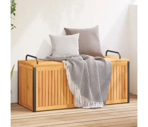 Āra Spilvenu Kaste 110X45X42/53 Cm Akācijas Masīvkoks Tērauds Vidaxl Āra Spilvenu Kaste 110X45X42/53 Cm Akācijas Masīvkoks Tērauds Vidaxl