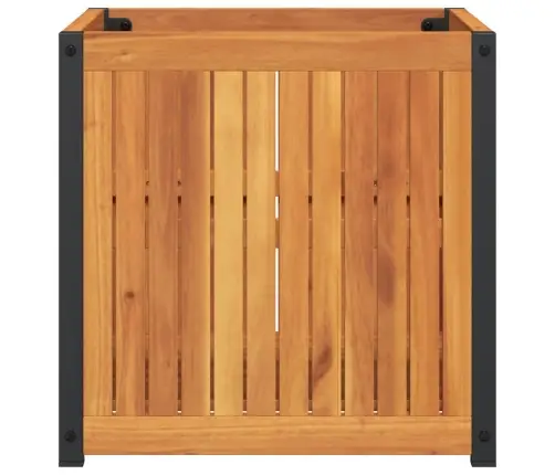 Puķu Kaste, 45X45X44 Cm, Akācijas Masīvkoks, Tērauds Vidaxl