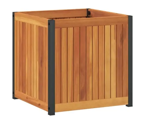 Puķu Kaste, 45X45X44 Cm, Akācijas Masīvkoks, Tērauds Vidaxl