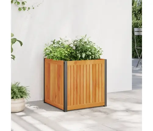 Puķu Kaste, 45X45X44 Cm, Akācijas Masīvkoks, Tērauds Vidaxl