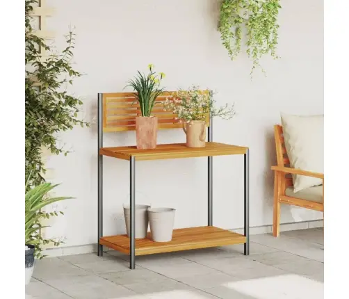 Dārza Galds, 90X50X110 Cm, Akācijas Masīvkoks, Tērauds Vidaxl