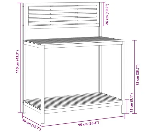 Dārza Galds, 90X50X110 Cm, Akācijas Masīvkoks, Tērauds Vidaxl