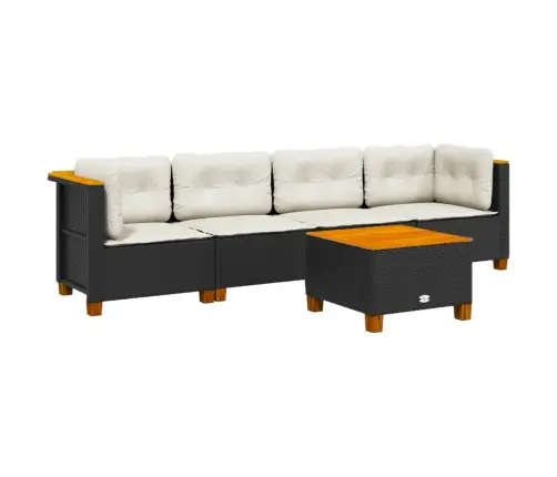 Sodo Komplektas Su Pagalvėlėmis, 5 Dalių, Juodas, Poliratanas