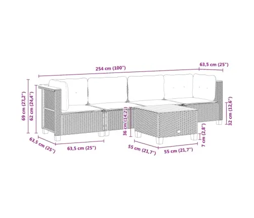 Sodo Komplektas Su Pagalvėlėmis, 5 Dalių, Juodas, Poliratanas