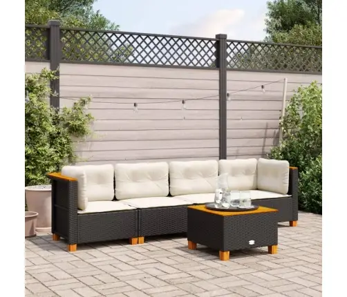 Sodo Komplektas Su Pagalvėlėmis, 5 Dalių, Juodas, Poliratanas