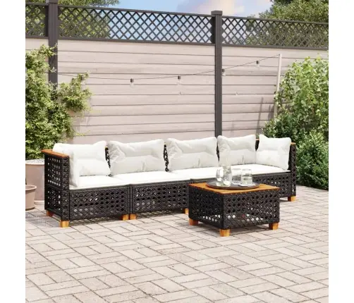 5-Daļīgs Dārza Dīvāna Komplekts Ar Matračiem, Pe Rotangpalma Vidaxl