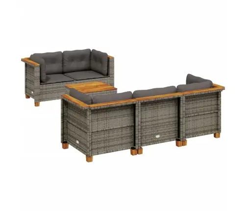 6-Daļīgs Dārza Dīvāna Komplekts Ar Matračiem, Pelēks Pe Pinums Vidaxl