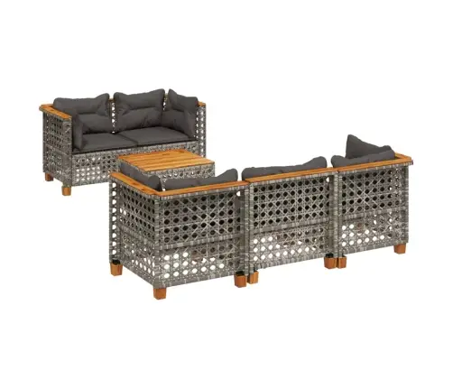 6-Daļīgs Dārza Dīvāna Komplekts Ar Matračiem, Pelēks Pe Pinums Vidaxl