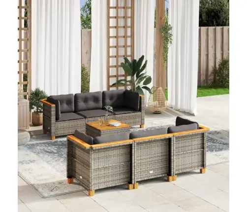 7-Osaline Aiadiivani Komplekt Patjadega, Hall, Polürotang 7-Osaline Aiadiivani Komplekt Patjadega, Hall, Polürotang