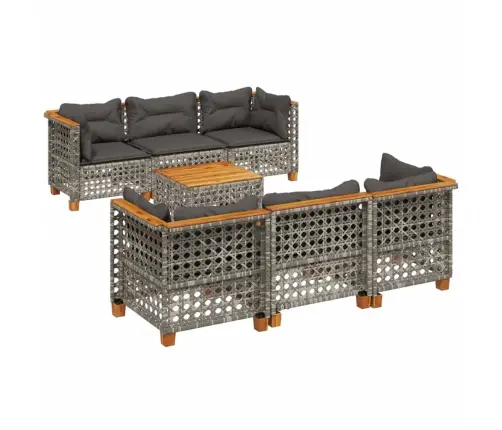 7-Daļīgs Dārza Dīvāna Komplekts, Matrači, Pelēka Pe Rotangpalma Vidaxl