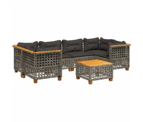 Sofos Komplektas Su Pagalvėlėmis, 7 Dalių, Pilkas, Poliratanas