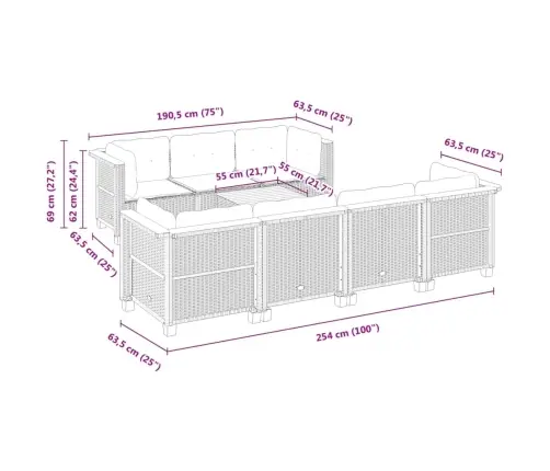8-Osaline Aiadiivani Komplekt Patjadega, Must, Polürotang