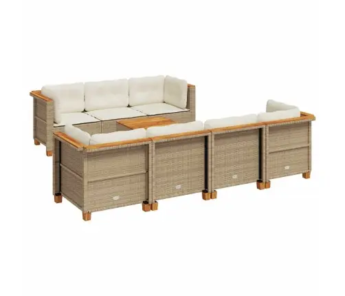 8-Daļīgs Dārza Dīvāna Komplekts, Matrači, Bēša Pe Rotangpalma Vidaxl