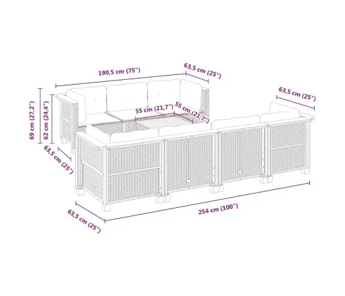 8-Daļīgs Dārza Dīvāna Komplekts, Matrači, Bēša Pe Rotangpalma Vidaxl
