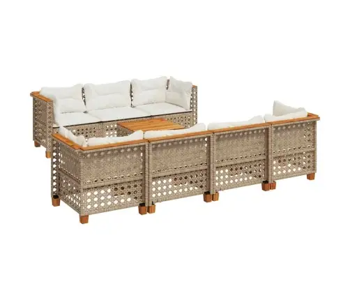 8-Daļīgs Dārza Dīvāna Komplekts, Matrači, Bēša Pe Rotangpalma Vidaxl