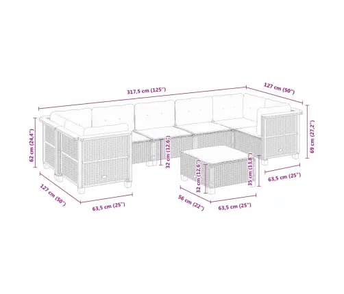 8-Osaline Aiadiivani Komplekt Patjadega, Must, Polürotang