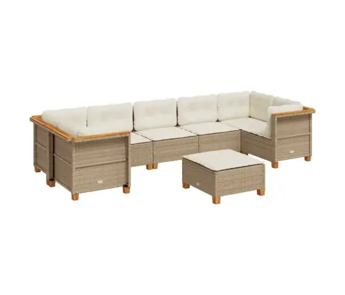 8-Daļīgs Dārza Dīvāna Komplekts, Matrači, Bēša Pe Rotangpalma Vidaxl