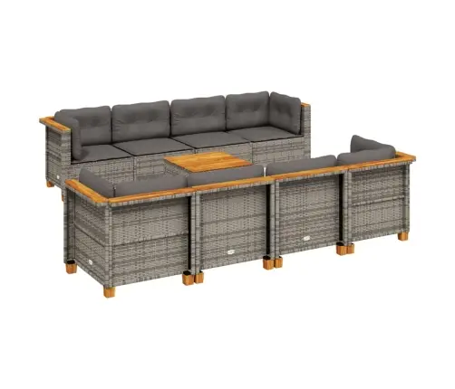 Sofos Komplektas Su Pagalvėlėmis, 9 Dalių, Pilkas, Poliratanas