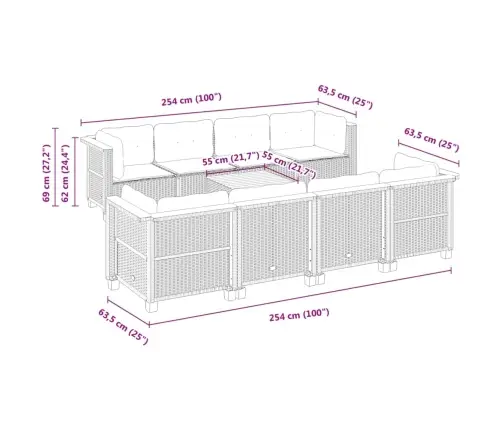 Sofos Komplektas Su Pagalvėlėmis, 9 Dalių, Pilkas, Poliratanas