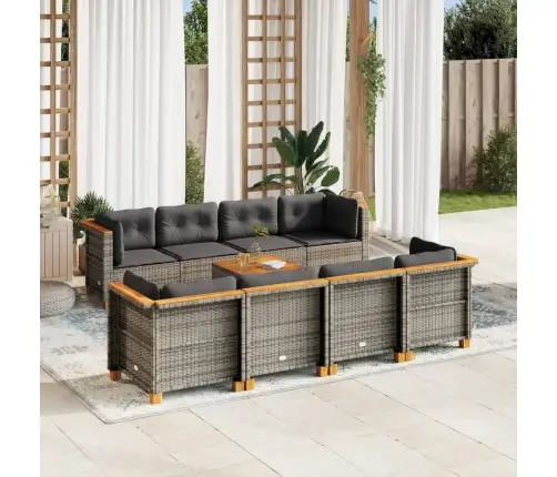 Sofos Komplektas Su Pagalvėlėmis, 9 Dalių, Pilkas, Poliratanas