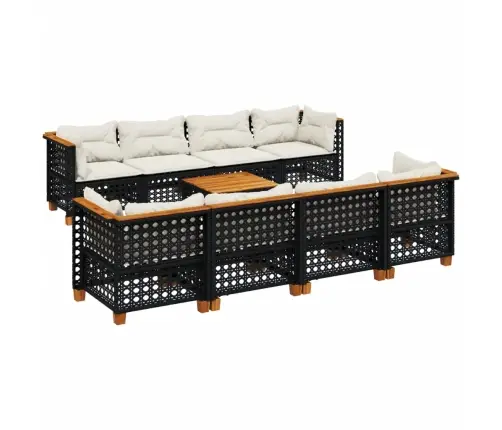 9-Daļīgs Dārza Dīvāna Komplekts, Matrači, Melna Pe Rotangpalma Vidaxl