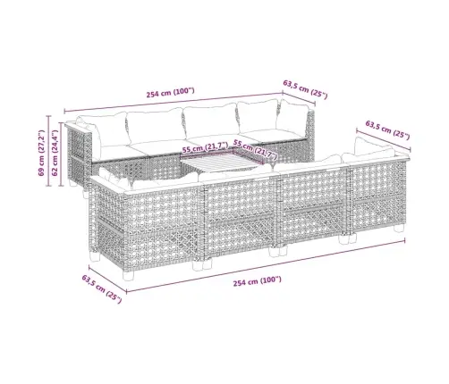9-Daļīgs Dārza Dīvāna Komplekts, Matrači, Melna Pe Rotangpalma Vidaxl