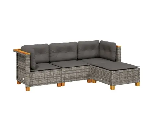 4-Osaline Aiamööbli Komplekt Patjadega, Hall, Polürotang