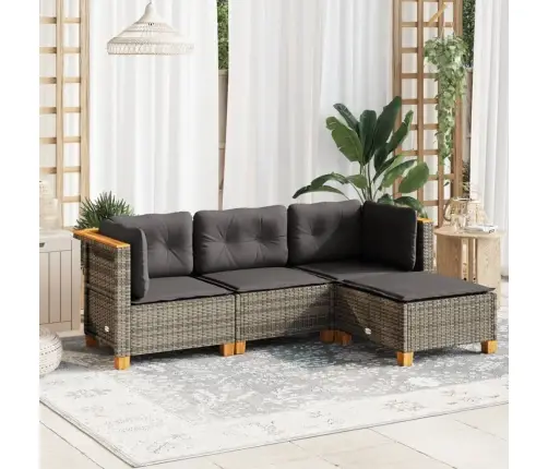 4-Osaline Aiamööbli Komplekt Patjadega, Hall, Polürotang