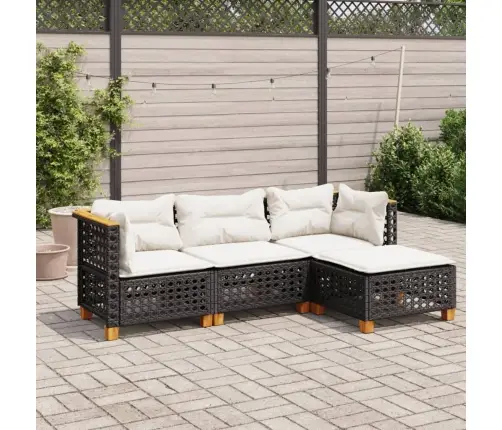 4-Daļīgs Dārza Dīvāna Komplekts Ar Matračiem, Pe Rotangpalma Vidaxl