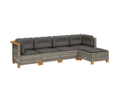 5-Osaline Aiamööblikomplekt Istmepatjadega, Polürotang, Hall