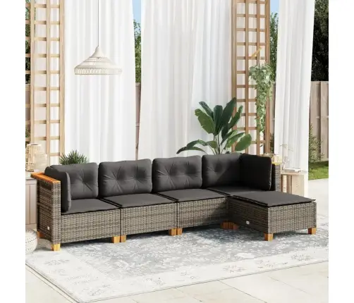 5-Osaline Aiamööblikomplekt Istmepatjadega, Polürotang, Hall