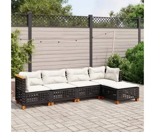 5-Osaline Aiadiivanikomplekt Patjadega, Must, Polürotang