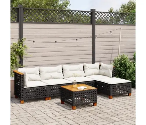 6-Daļīgs Dārza Dīvāna Komplekts, Matrači, Melna Pe Rotanpalma Vidaxl