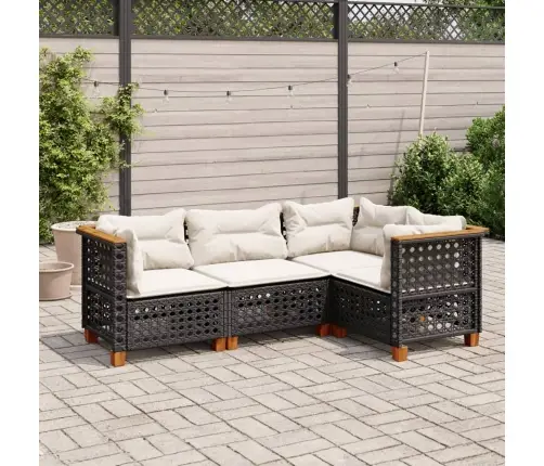 4-Daļīgs Dārza Dīvāna Komplekts Ar Matračiem, Pe Rotangpalma Vidaxl