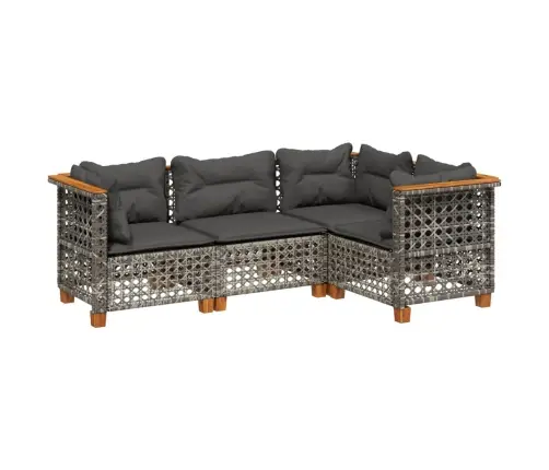 4-Daļīgs Dārza Dīvāna Komplekts Ar Matračiem, Pelēks Pe Pinums Vidaxl