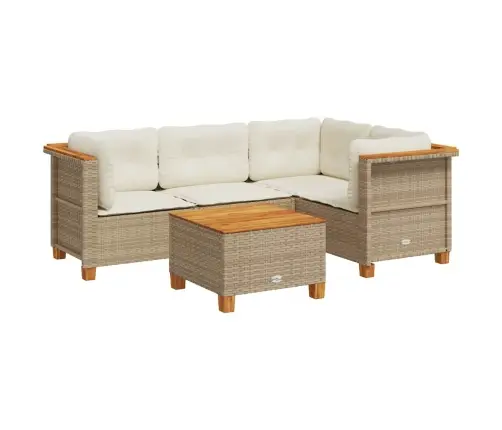 5-Daļīgs Dārza Dīvāna Komplekts, Matrači, Bēša Pe Rotangpalma Vidaxl