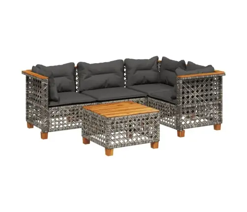 Sofos Komplektas Su Pagalvėlėmis, 5 Dalių, Pilkas, Poliratanas