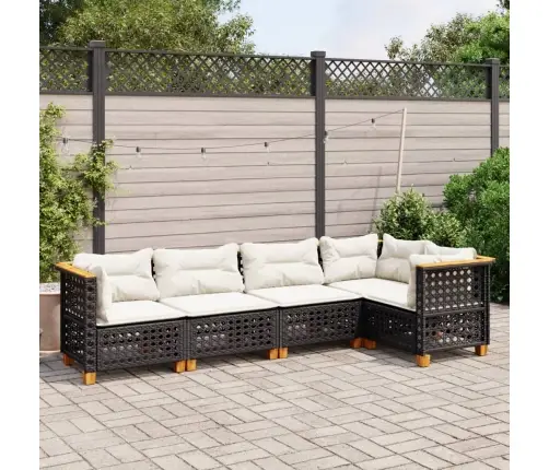 5-Daļīgs Dārza Dīvāna Komplekts Ar Matračiem, Pe Rotangpalma Vidaxl