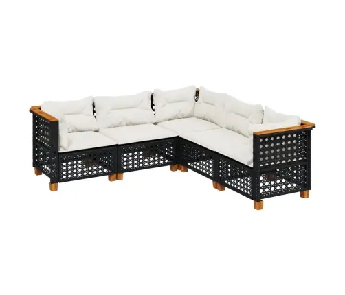 5-Daļīgs Dārza Dīvāna Komplekts Ar Matračiem, Pe Rotangpalma Vidaxl